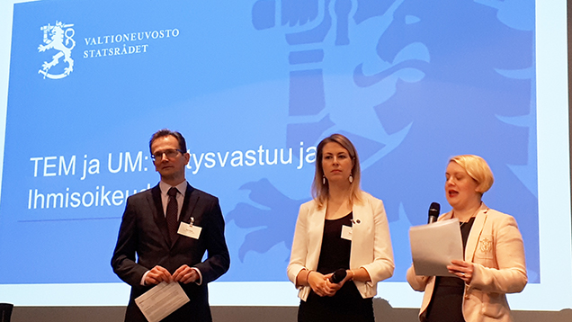 Kent Wilska, Alva Bruun och Linda Piirto i seminar i Helsingfors 12.3.2019.