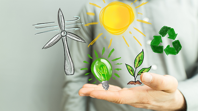 Produktionsformer av förnybar energi som ritningar